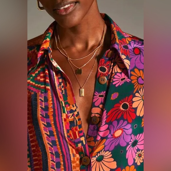 FARM RIO CLASSIC BUTTON DOWN SKIRT FLORAL PRINT-SIZE S MULTICOLOR NWT - Picture 5 of 10